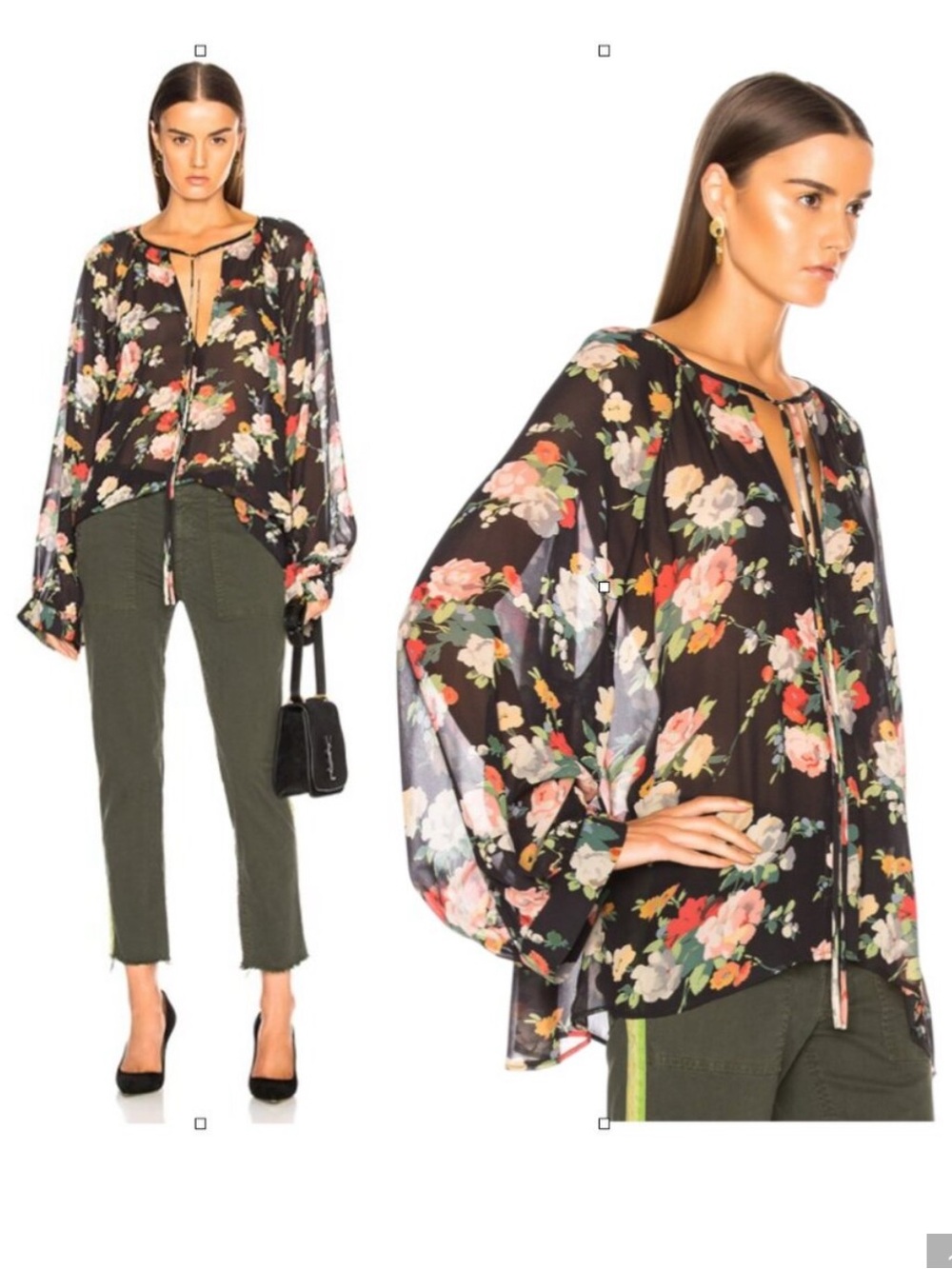 Nili Lotan Floral print silk Acadia blouse XS